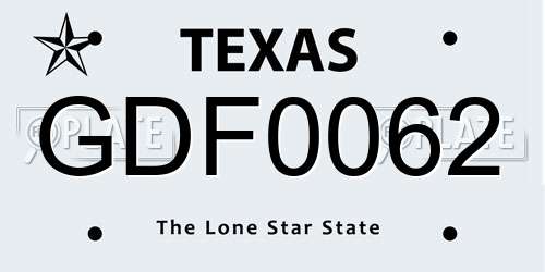 GDF0062 Texas License Plate