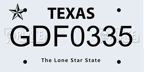 GDF0335 Texas License Plate