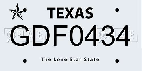 GDF0434 Texas License Plate