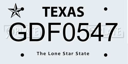 GDF0547 Texas License Plate