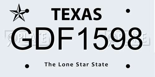 GDF1598 Texas License Plate