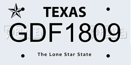 GDF1809 Texas License Plate