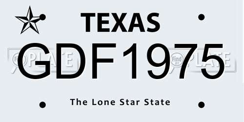 GDF1975 Texas License Plate
