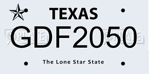 GDF2050 Texas License Plate