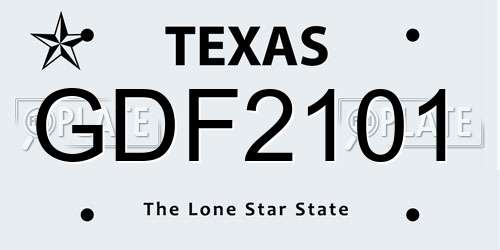 GDF2101 Texas License Plate