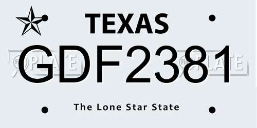 GDF2381 Texas License Plate