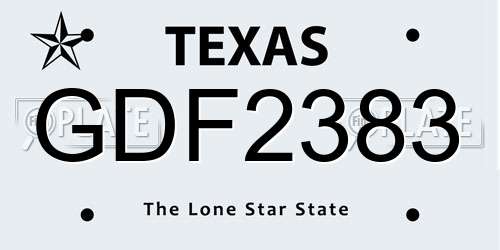 GDF2383 Texas License Plate