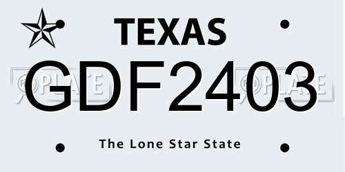 GDF2403 Texas License Plate