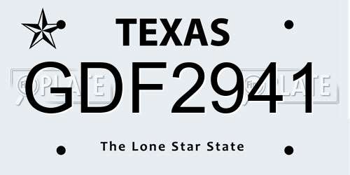 GDF2941 Texas License Plate