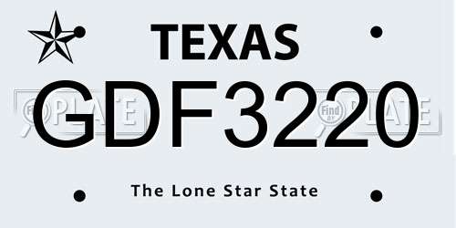 GDF3220 Texas License Plate