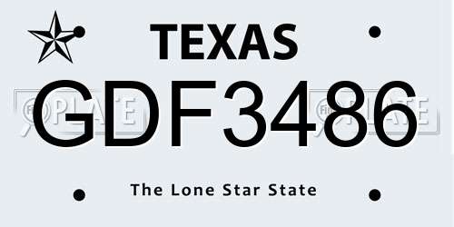 GDF3486 Texas License Plate
