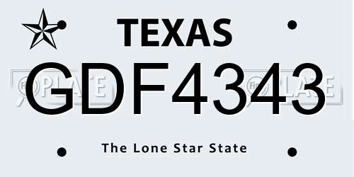 GDF4343 Texas License Plate