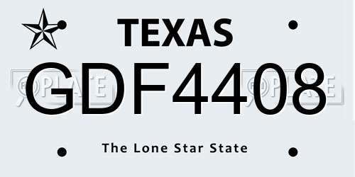 GDF4408 Texas License Plate