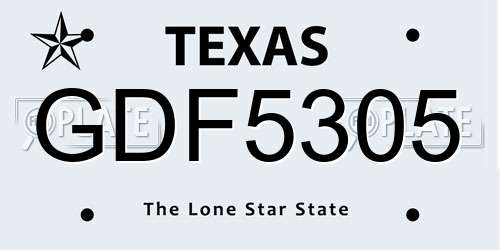 GDF5305 Texas License Plate