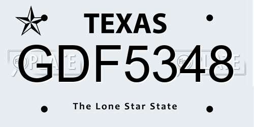 GDF5348 Texas License Plate