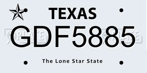 GDF5885 Texas License Plate