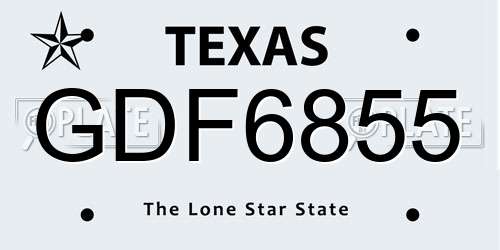 GDF6855 Texas License Plate