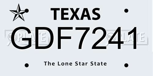 GDF7241 Texas License Plate