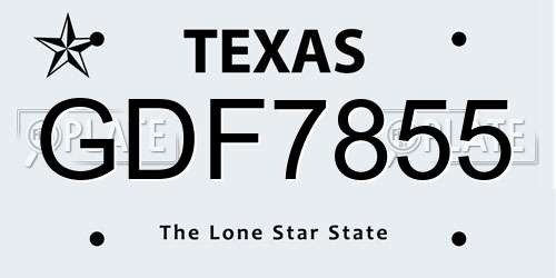 GDF7855 Texas License Plate