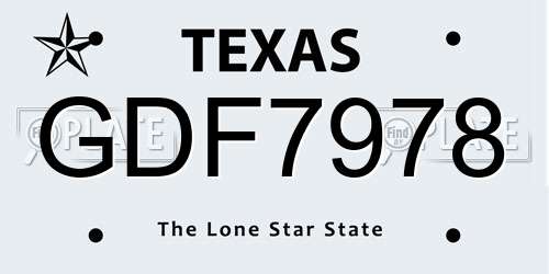 GDF7978 Texas License Plate
