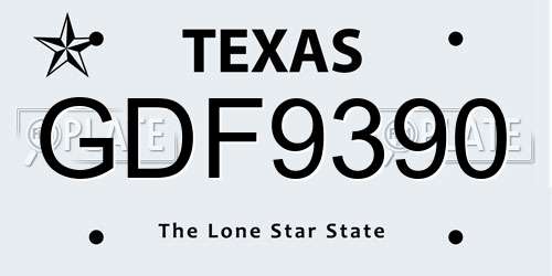 GDF9390 Texas License Plate