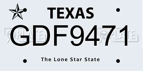 GDF9471 Texas License Plate