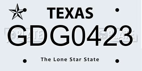 GDG0423 Texas License Plate