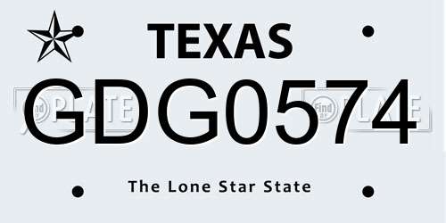 GDG0574 Texas License Plate