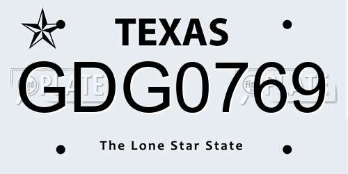 GDG0769 Texas License Plate