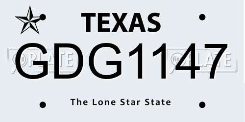 GDG1147 Texas License Plate