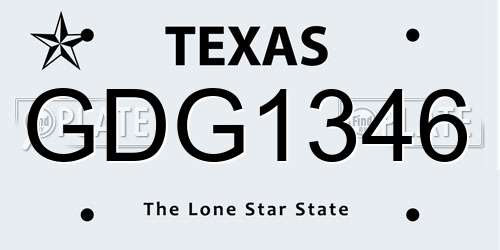 GDG1346 Texas License Plate