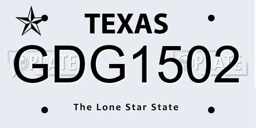 GDG1502 Texas License Plate