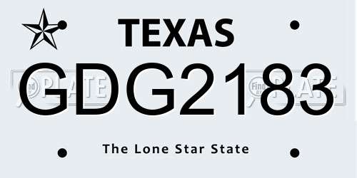 GDG2183 Texas License Plate