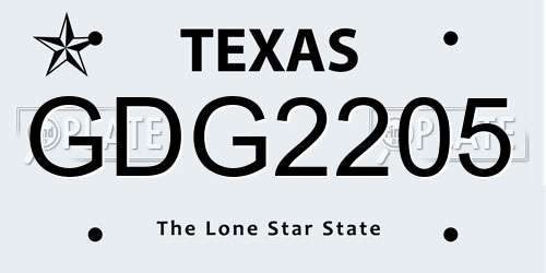 GDG2205 Texas License Plate