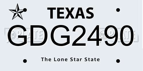 GDG2490 Texas License Plate