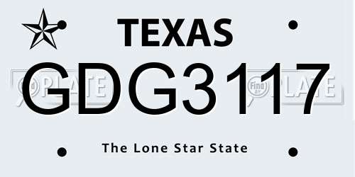 GDG3117 Texas License Plate