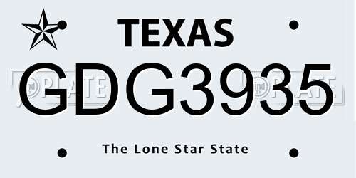 GDG3935 Texas License Plate