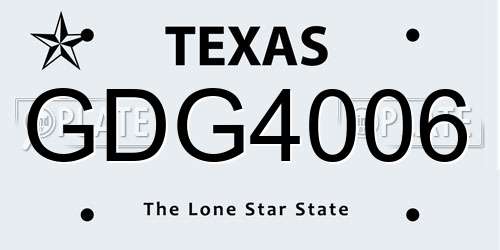 GDG4006 Texas License Plate