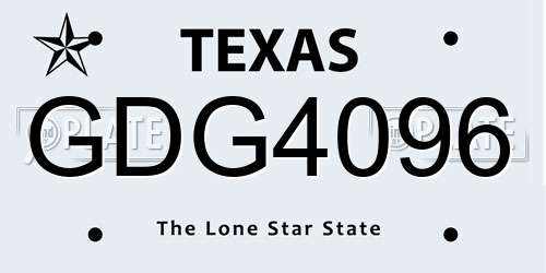 GDG4096 Texas License Plate