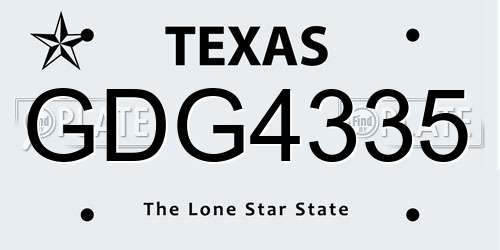 GDG4335 Texas License Plate