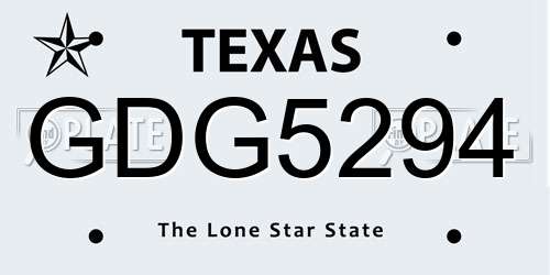 GDG5294 Texas License Plate