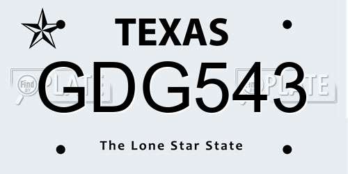 GDG543 Texas License Plate