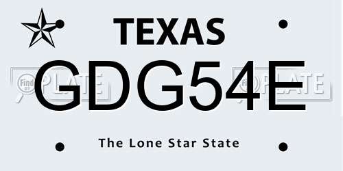 GDG54E Texas License Plate