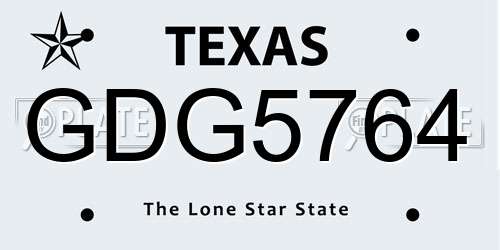 GDG5764 Texas License Plate
