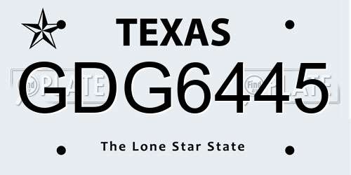 GDG6445 Texas License Plate