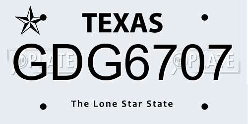 GDG6707 Texas License Plate