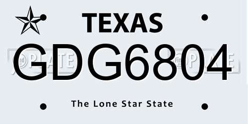 GDG6804 Texas License Plate