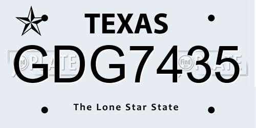 GDG7435 Texas License Plate