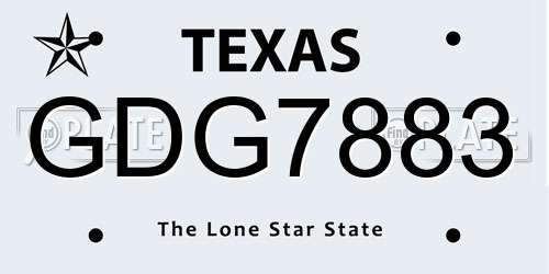GDG7883 Texas License Plate