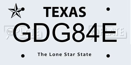 GDG84E Texas License Plate